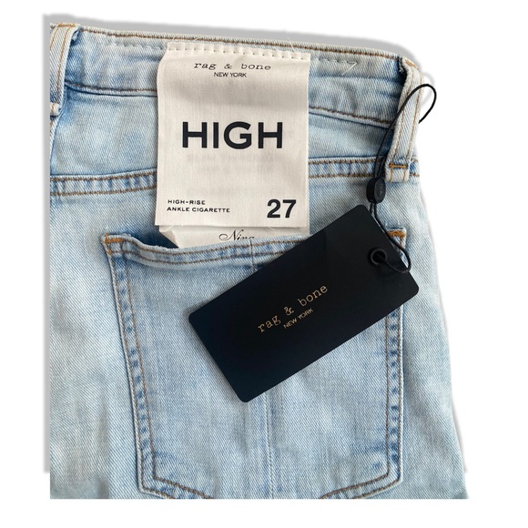 NWT rag & bone High-Rise Ankle Cigarette Light-Wash Jeans in Women's Size 27 - Picture 4 of 4
